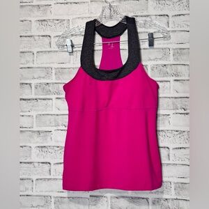 GAP Pink and Black Racerback Tank Top, size Medium, built on sports bra with pad